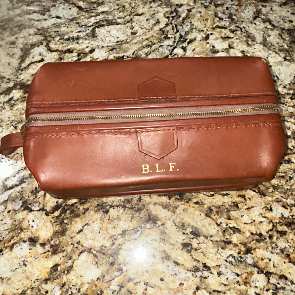 Vintage Brown Leather Dopp Kit Travel Kit For Men Toiletry Bag